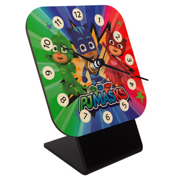 PJ masks, Quartz Table clock in natural wood (10cm)