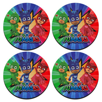 PJ masks, ΣΕΤ 4 Σουβέρ ξύλινα στρογγυλά (9cm)
