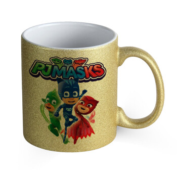 PJ masks, Κούπα Χρυσή Glitter που γυαλίζει, κεραμική, 330ml