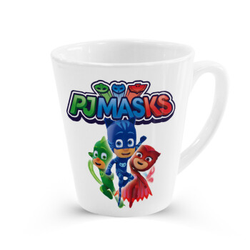 PJ masks, Κούπα κωνική Latte Λευκή, κεραμική, 300ml