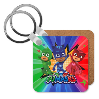 PJ masks, Μπρελόκ Ξύλινο τετράγωνο MDF