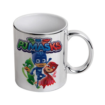 PJ masks, Mug ceramic, silver mirror, 330ml
