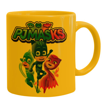 PJ masks, Κούπα, κεραμική κίτρινη, 330ml