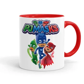 PJ masks, Κούπα χρωματιστή κόκκινη, κεραμική, 330ml