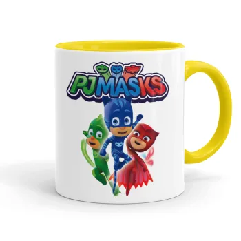 PJ masks, Κούπα χρωματιστή κίτρινη, κεραμική, 330ml