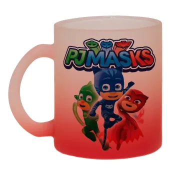 PJ masks, Κούπα γυάλινη δίχρωμη με βάση το κόκκινο ματ, 330ml