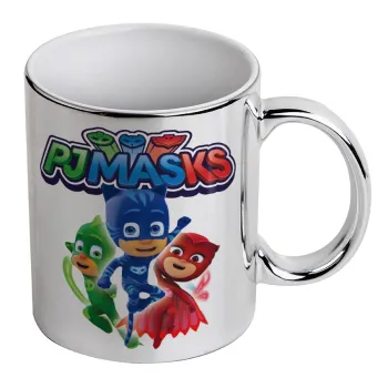 PJ masks, Mug ceramic, silver mirror, 330ml