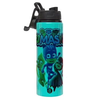 PJ masks, Μεταλλικό παγούρι νερού με καπάκι ασφαλείας, αλουμινίου 850ml