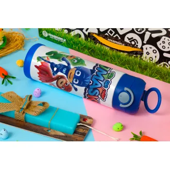 PJ masks, Easter candle, Childrens hot water bottle, stainless steel, with safety straw, BLUE (500ml)
