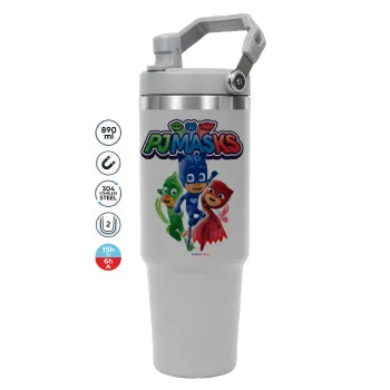 PJ masks, ΓΚΡΙ χρώματος Θερμός Ανοξείδωτο 890ml (30oz) με χερούλι