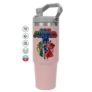 PJ masks, ΡΟΖ χρώματος Θερμός Ανοξείδωτο 890ml (30oz) με χερούλι