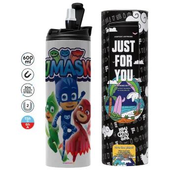 PJ masks, Tumbler ποτήρι θερμό ΓΚΡΙ από ανοξείδωτο ατσάλι 600ml