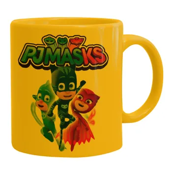 PJ masks, Κούπα, κεραμική κίτρινη, 330ml