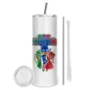 Tumbler stainless steel 600ml, with metal straw & cleaning brush