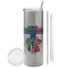 Tumbler stainless steel Silver 600ml, with metal straw & cleaning brush