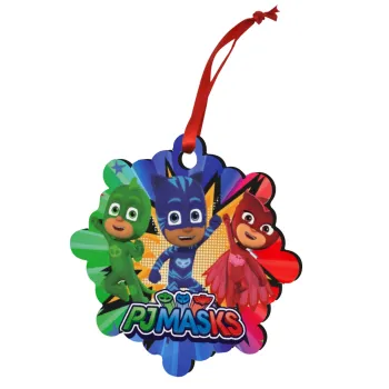 PJ masks, Στολίδι Χριστουγεννιάτικο στολίδι snowflake ξύλινο 7.5cm
