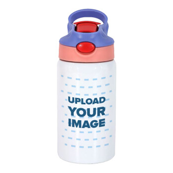 Το δικό σου σχέδιο, Παιδικό παγούρι θερμό, ανοξείδωτο, με καλαμάκι ασφαλείας, ροζ/μωβ (350ml)