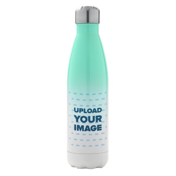 Το δικό σου σχέδιο, Μεταλλικό παγούρι θερμός Πράσινο/Λευκό (Stainless steel), διπλού τοιχώματος, 500ml