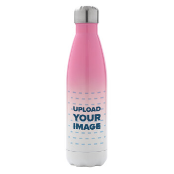 Το δικό σου σχέδιο, Μεταλλικό παγούρι θερμός Ροζ/Λευκό (Stainless steel), διπλού τοιχώματος, 500ml
