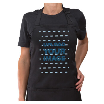 Upload your logo, Ποδιά μακριά Σεφ ολόσωμη με τσέπες Μαύρη (ΕΝΗΛΙΚΩΝ)