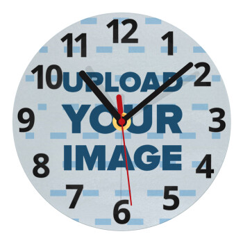 Upload your logo, Ρολόι τοίχου γυάλινο (20cm)