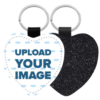 Το δικό σου σχέδιο, Μπρελόκ PU δερμάτινο glitter καρδιά ΜΑΥΡΟ