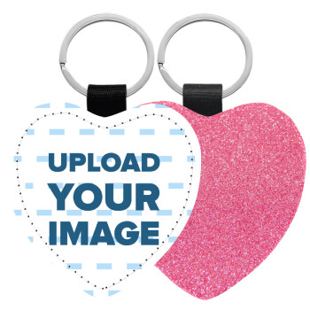 Το δικό σου σχέδιο, Μπρελόκ PU δερμάτινο glitter καρδιά ΡΟΖ