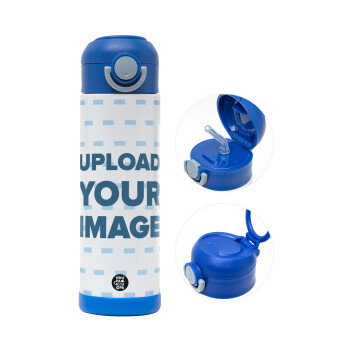 Το δικό σου σχέδιο, Παιδικό παγούρι θερμό, ανοξείδωτο, με καλαμάκι ασφαλείας, ΜΠΛΕ (500ml)