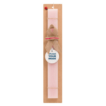 Το δικό σου σχέδιο, Πασχαλινή Λαμπάδα με ξύλινο μπρελόκ & κερί αρωματικό πλακέ (30cm) (ΡΟΖ)