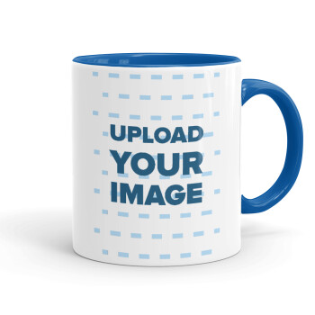 Upload your logo, Mug colored blue, ceramic, 330ml