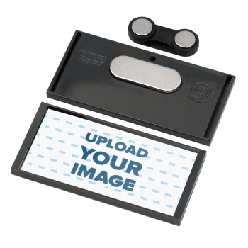 Upload your logo, Name Tags/Badge Anthracite με μαγνήτη ασφαλείας (75x36mm)