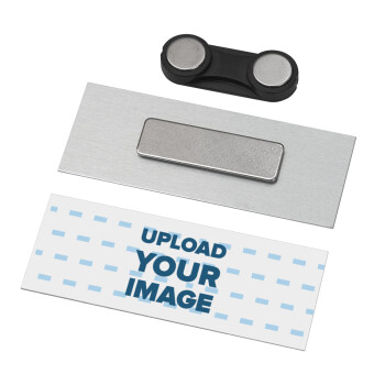 Upload your logo, Name Tags/Badge Metal με μαγνήτη ασφαλείας (65x25mm)