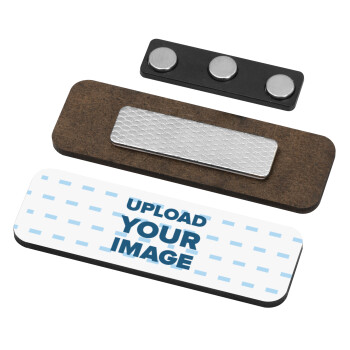 Το δικό σου σχέδιο, Name Tags/Badge Ξύλινο με μαγνήτη ασφαλείας (75x25mm)
