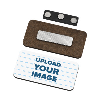 Το δικό σου σχέδιο, Name Tags/Badge Ξύλινο με μαγνήτη ασφαλείας (75x40mm)