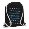 Backpack pouch GYMBAG Black, with pocket (40x48cm) & thick white cords