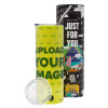 Neon Yellow Travel Tumbler, with metal straw (Stainless steel 304 Food grade, BPA free, 600ml)