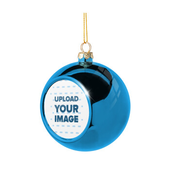 Upload your logo, Blue Christmas tree ball ornament 8cm