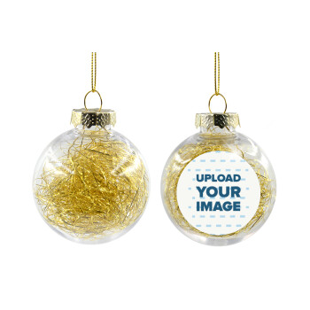 Upload your logo, Transparent Christmas tree ball ornament with gold filling 8cm