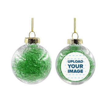 Το δικό σου σχέδιο, Χριστουγεννιάτικη μπάλα δένδρου διάφανη με πράσινο γέμισμα 8cm