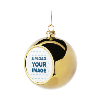Upload your logo, Golden Christmas tree ball ornament 8cm