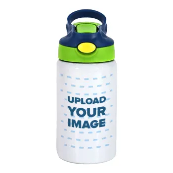 Το δικό σου σχέδιο, Παιδικό παγούρι θερμό, ανοξείδωτο, με καλαμάκι ασφαλείας, πράσινο/μπλε (350ml)