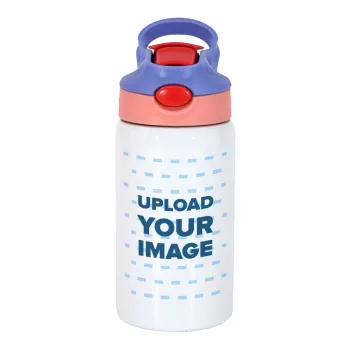 Το δικό σου σχέδιο, Παιδικό παγούρι θερμό, ανοξείδωτο, με καλαμάκι ασφαλείας, ροζ/μωβ (350ml)