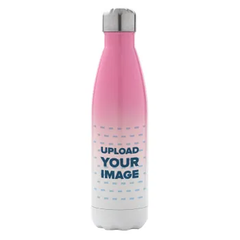 Το δικό σου σχέδιο, Μεταλλικό παγούρι θερμός Ροζ/Λευκό (Stainless steel), διπλού τοιχώματος, 500ml