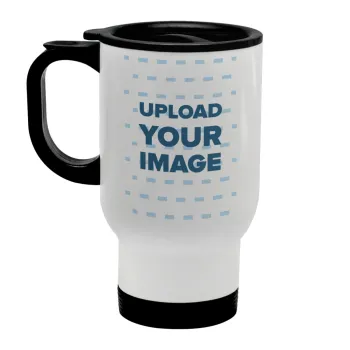 Το δικό σου σχέδιο, Κούπα ταξιδιού ανοξείδωτη με καπάκι, διπλού τοιχώματος (θερμό) λευκή 450ml