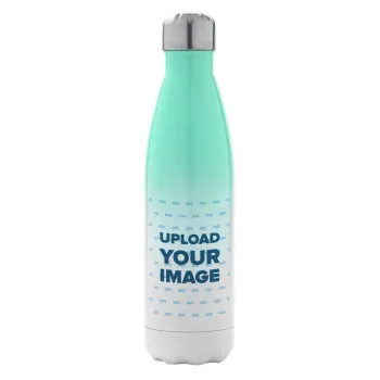 Το δικό σου σχέδιο, Μεταλλικό παγούρι θερμός Πράσινο/Λευκό (Stainless steel), διπλού τοιχώματος, 500ml