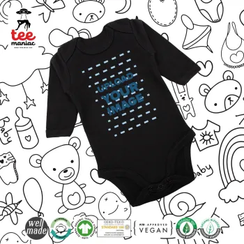 Το δικό σου σχέδιο, Μακρυμάνικο βρεφικό φορμάκι, 0-18 μηνών, ΜΑΥΡΟ, 100% Organic Cotton