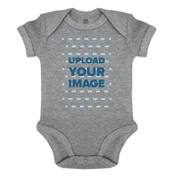 Το δικό σου σχέδιο, Βρεφικό φορμάκι μωρού, 0-18 μηνών, ΓΚΡΙ ΜΕΛΑΝΖΕ, 100% Organic Cotton, κοντομάνικο