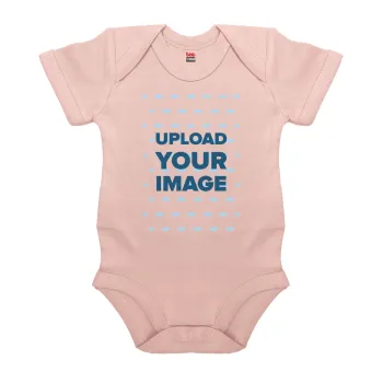 Το δικό σου σχέδιο, Βρεφικό φορμάκι μωρού, 0-18 μηνών, ΡΟΖ POWDER, 100% Organic Cotton, κοντομάνικο