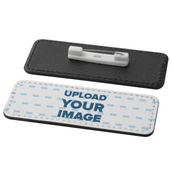 Το δικό σου σχέδιο, Name Tags/Badge Leather Round Pin/Safety  (82x31mm)