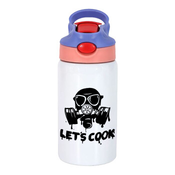Let's cook mask, Children's hot water bottle, stainless steel, with safety straw, pink/purple (350ml)